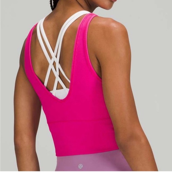 Lululemon Power Pivot Ribbed Tank Top | sonic pink | size: L - Picture 2 of 2